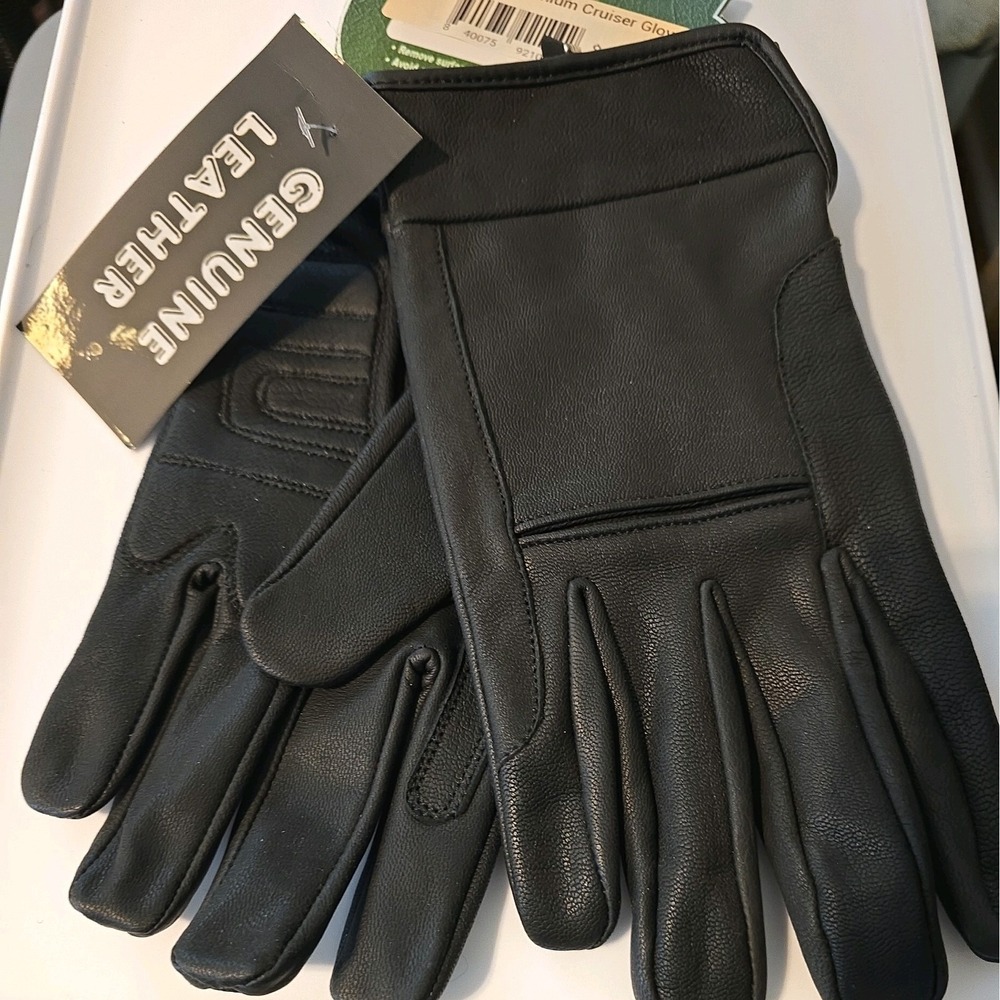 DS44-L Black Motorcycle Biker Riding Full Finger Leather Gloves Cruiser Glove